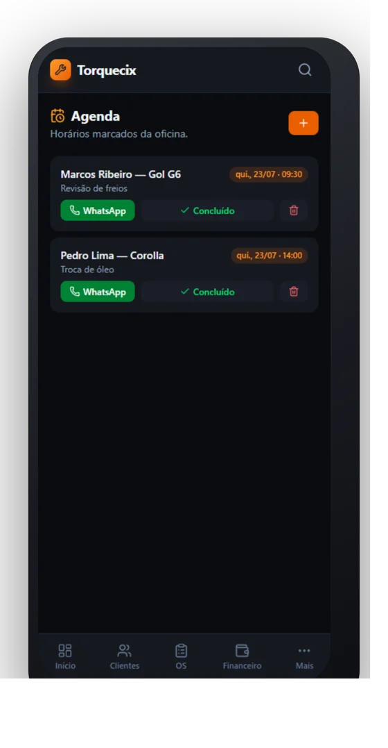 Agenda da oficina no Torquecix